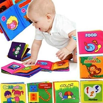 Βρεφικό βιβλίο μαλακών υφασμάτων κατάλληλο για παιδιά 3 μηνών έως 3 ετών, περίπου 10 x 9 εκ. (Σύνολο 6) - Αγγλική έκδοση