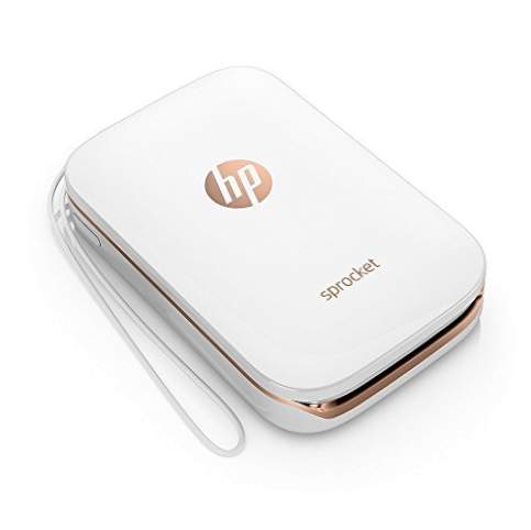 HP Sprocket - Stampante fotografica portatile (stampa senza inchiostro, Bluetooth, stampe 5 x 7,6 cm) bianca