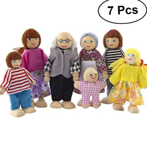 TOYMYTOY 7pcs ξύλινες οικογενειακές κούκλες προσποιούν οικογένεια παιχνιδιών κούκλας Σετ για παιδιά παιδιά 2018 δώρο γενεθλίων