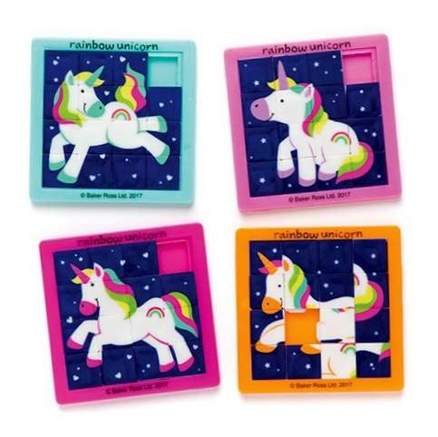 Baker Ross - quebra-cabeças deslizantes unicórnio colorido (conjunto de 4) para sacos de crianças