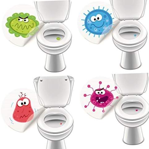 4 x WC Monster klistermærke, toilettensticker Funny Kids badeværelsesudstyr - lk-trend & stil