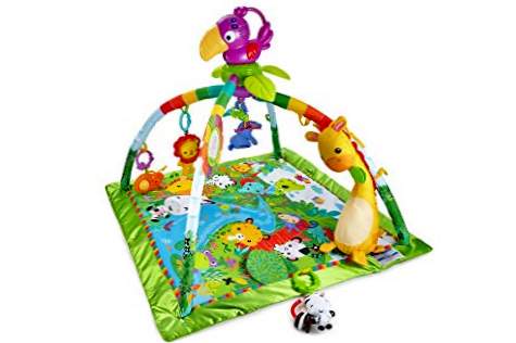 Fisher-Price Deluxe γυμναστήριο ζώων ζούγκλα, κουβέρτα για baby play (Mattel DFP08)