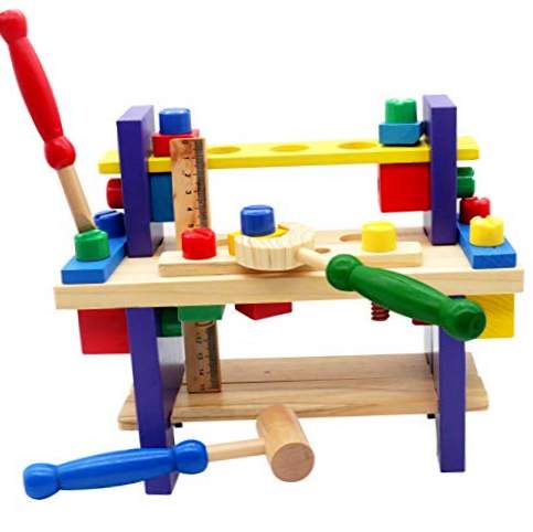Værktøjer Træ Arbejdsbenk Legetøj 42stk DIY Bygningsblokke Værksted Kit foregive værktøjer Rollespil Pædagogiske spil til børn 3 4 5