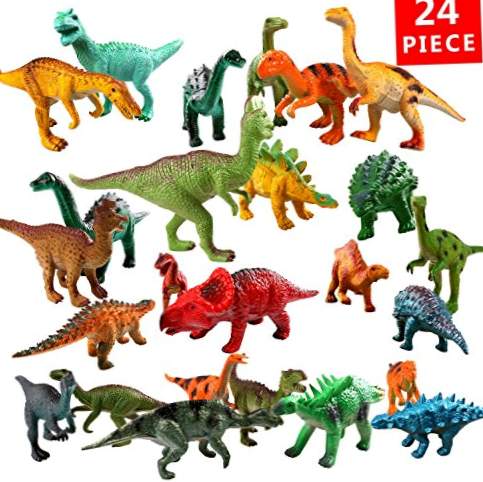 Zmoon Dinosaur Pædagogisk legetøj, Dinosaur Game - 24 plastiske dinosaurmodeller til børn 3-6 år
