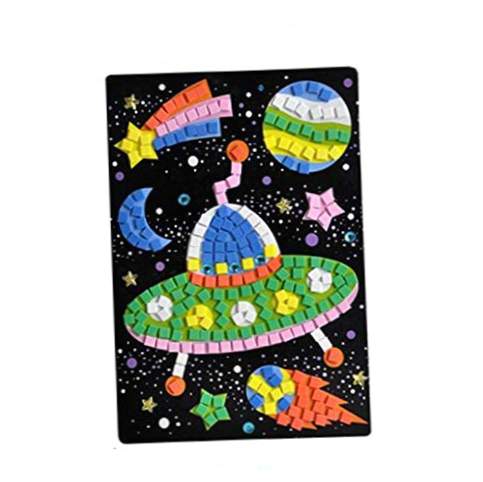 NiceButy Kit adesivi mosaico diamante 1pc Puzzle di cristallo di arte Mini Memory Puzzle Game per bambini Animali bambini Giocattoli educativi Giocattoli di puzzle (modello di astronave) *