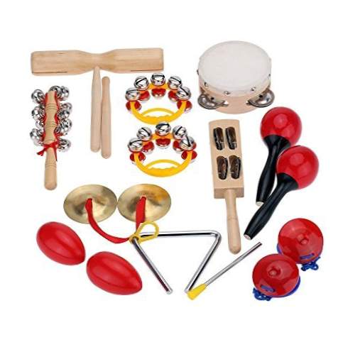 ammoon Percusión Set Instrumentos Musicales Juguetes Band Kit de Ritmo con el Caso para Niños