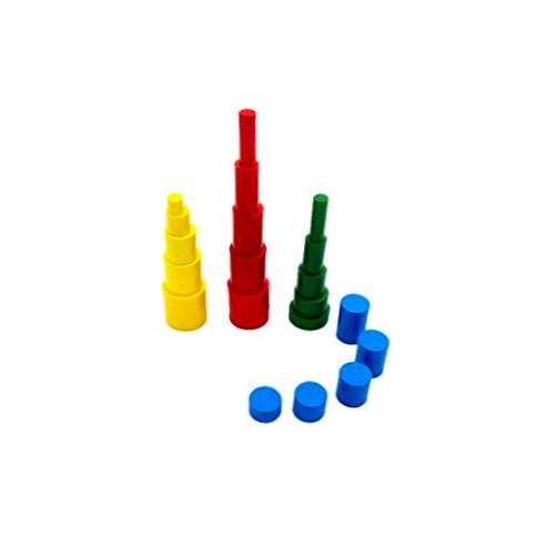 Conjunto de família de cilindros de madeira de materiais Mini Montessori Knobbless