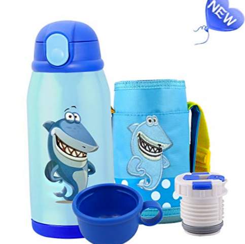 Bioassis Θερμική μπουκάλι Παιδιά Νερό Νερού από ανοξείδωτο χάλυβα Θέρμο χωρίς BPA Travel Cup, 600ML, Μπλε