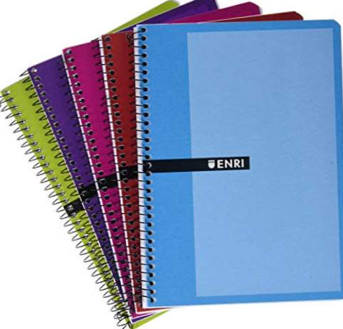 Enri 100430081 - Pakke med 5 spiral notebooks, indbundet, A5