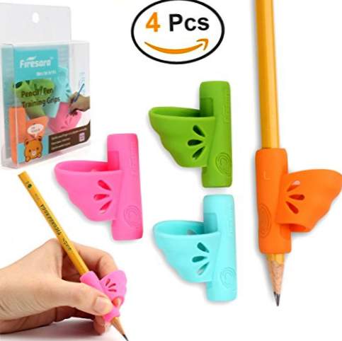 Firesara Pencil Pince Stylo à bille Grip pour crayon correcteur pour tenir le crayon original, idéal pour les enfants gauchers, Set de 4 unités
