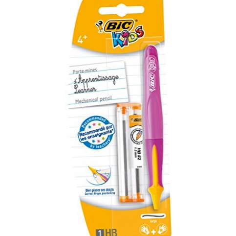 BIC Børnelærer HB-mekanisk blyant med udskiftningsminer (1,3 mm) - lyserød eller blå, 1 + 2 enhed blister