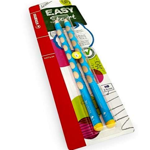 Stabilo Easygraf Handskrivpennor - Hb - Vänsterhänt - Ljusblå fat - Pack med 2