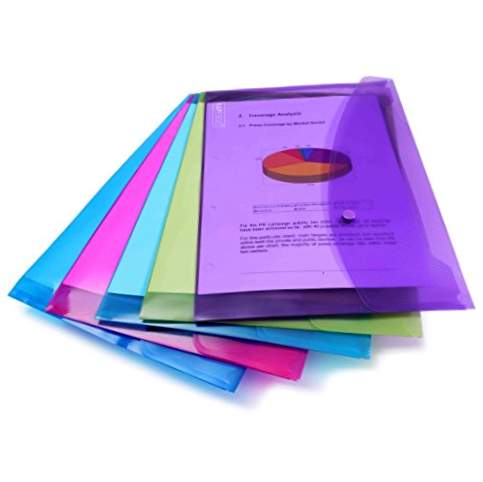 Rapesco Documents - A4 + vandret porteføljemappe, i flere gennemskinnelige farver, 5 enheder