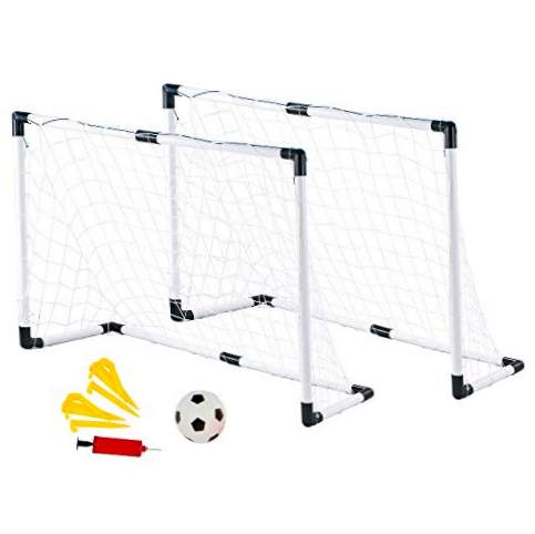 FARVEBABY Fodboldsæt med to mål, bold- og fodboldfan Sport, 2 120 x 80 x 40 cm (43689)
