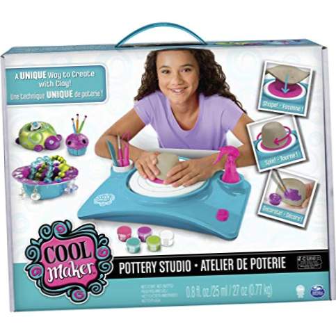Cool Maker Pottery Cool Studio - Kits de artesanato infantil (pincel, argila para modelar, faca para modelar, molde para modelagem, tinta, menina, C, plástico, kit de cerâmica)