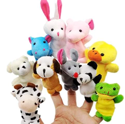 JZK 10 Fantoches Animais de dedo Fantoches de dedo Animais Pequenos brinquedos Brinquedos de pelúcia para crianças favores Festa de aniversário Festa Recheado Sacos de presente