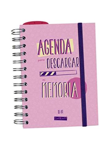 Finocam Talkual - Agenda 2018-2019 1 dags spansk side, 120 x 169 mm, lyserød