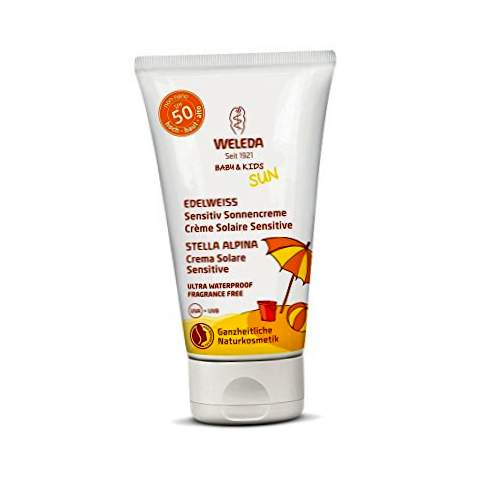 Weleda - Crème solaire sensible pour les enfants sans parfum. Avec extrait de fleur de neige. Avec SPF 50+ (50 ml)