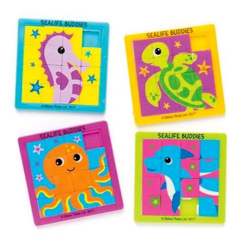 Baker Ross Puzzle di animali marini scorrevoli per bambini (confezione da 4) per sacchi da cotillon