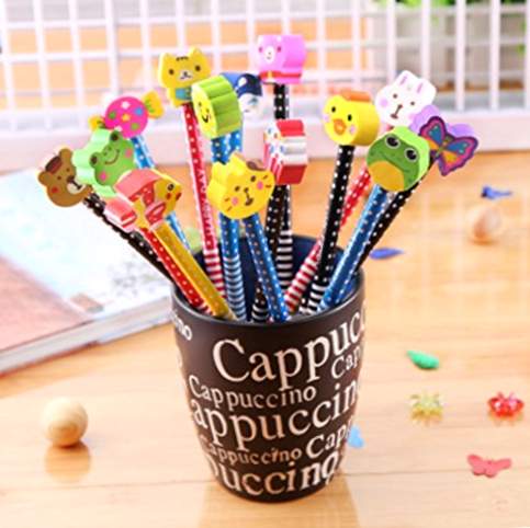 SYOO 30 x hårdhet HB-pennor med radergummi, presentgåva för födelsedagsfest barnfest skolbelöning trädgårdsfest (färger är slumpmässiga)