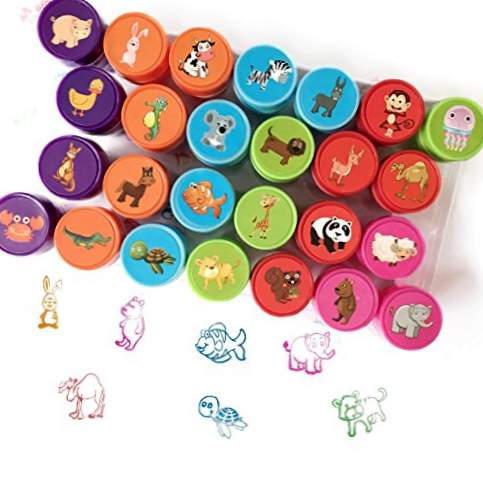 Ensemble de timbres animaux pour enfants, Bestele 26 pièces timbre encreur lavable pour les enfants Party Favor, Prix de l'école, cadeau d'anniversaire, Accessoires d'apprentissage
