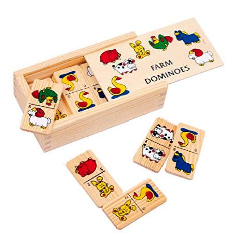 Unbekannt Small Foot Company 7094 N0113 - Farm Domino (trä, liten storlek, 16,5 x 9,5 cm, 2 spelare)